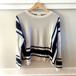 PLANET by Lauren G Cream Black Stripe Sweater Oversized Size OS